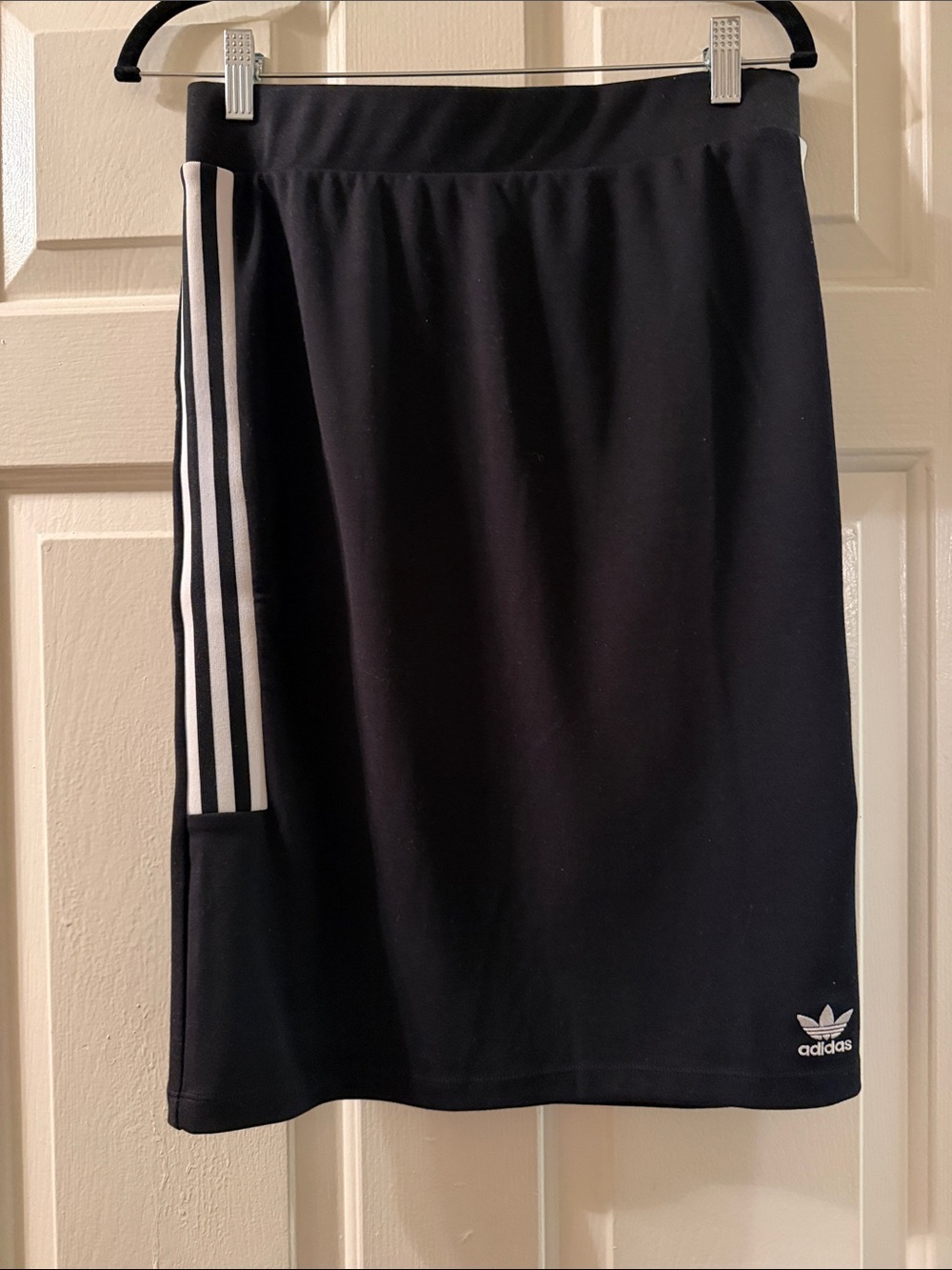 adidas Black Midi Skirt with White Three-Stripe Detail
